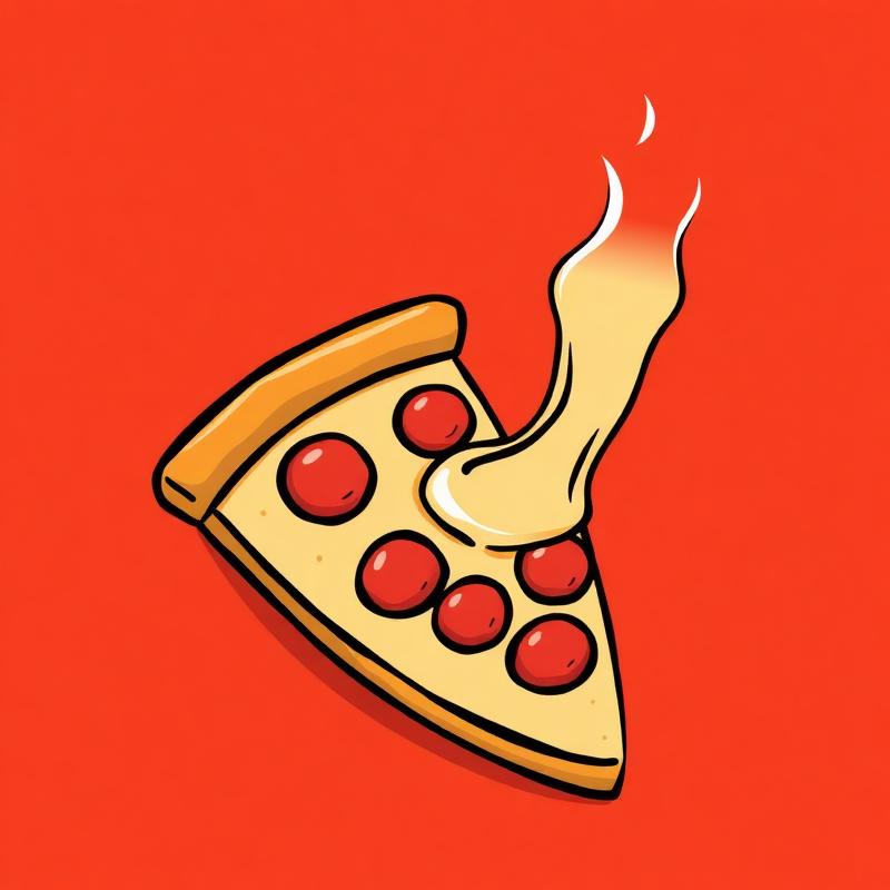 Stylized pizza slice with cheese pull